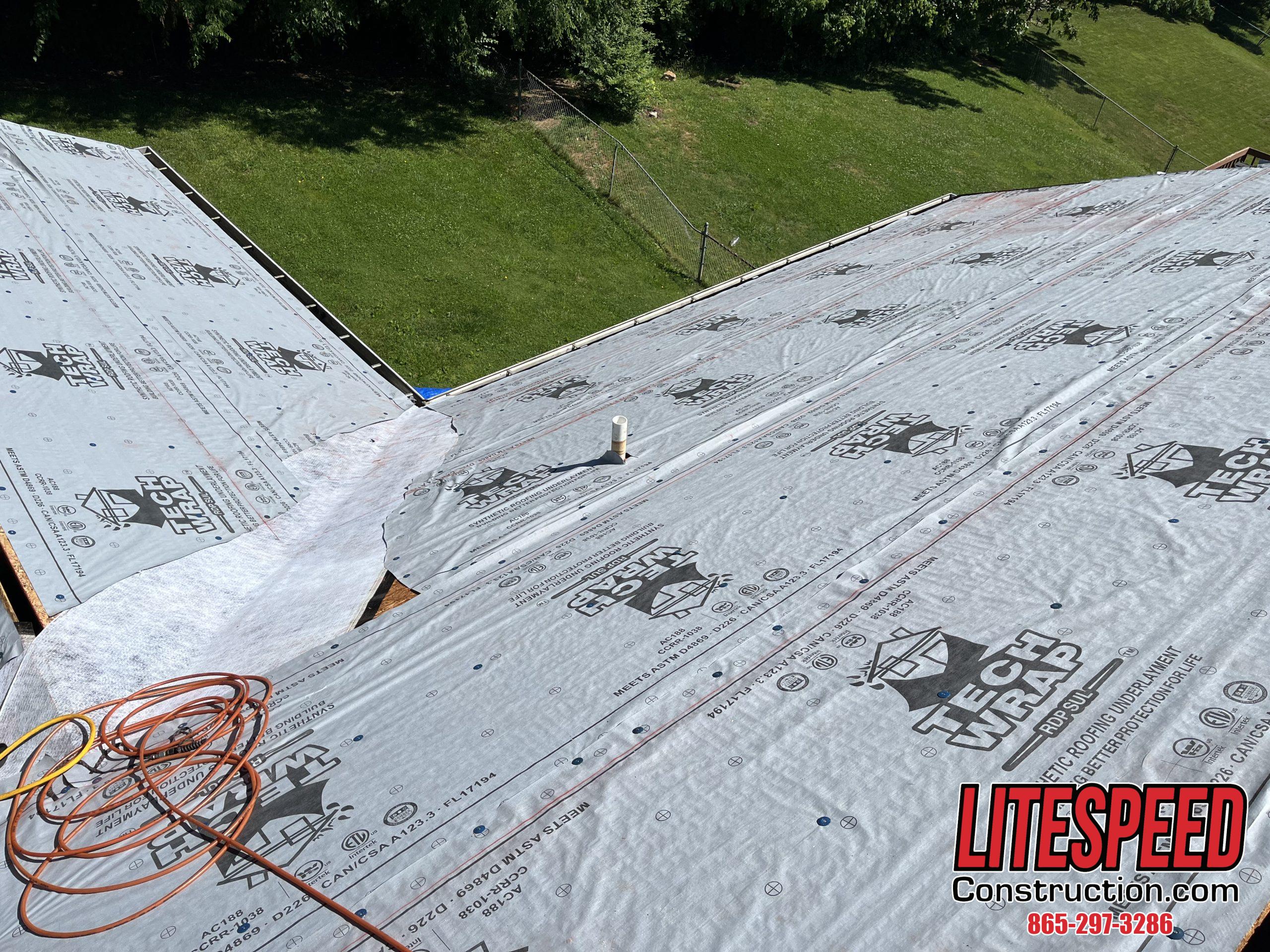 This is a picture of synthetic underlayment and ice and water shield on a roof