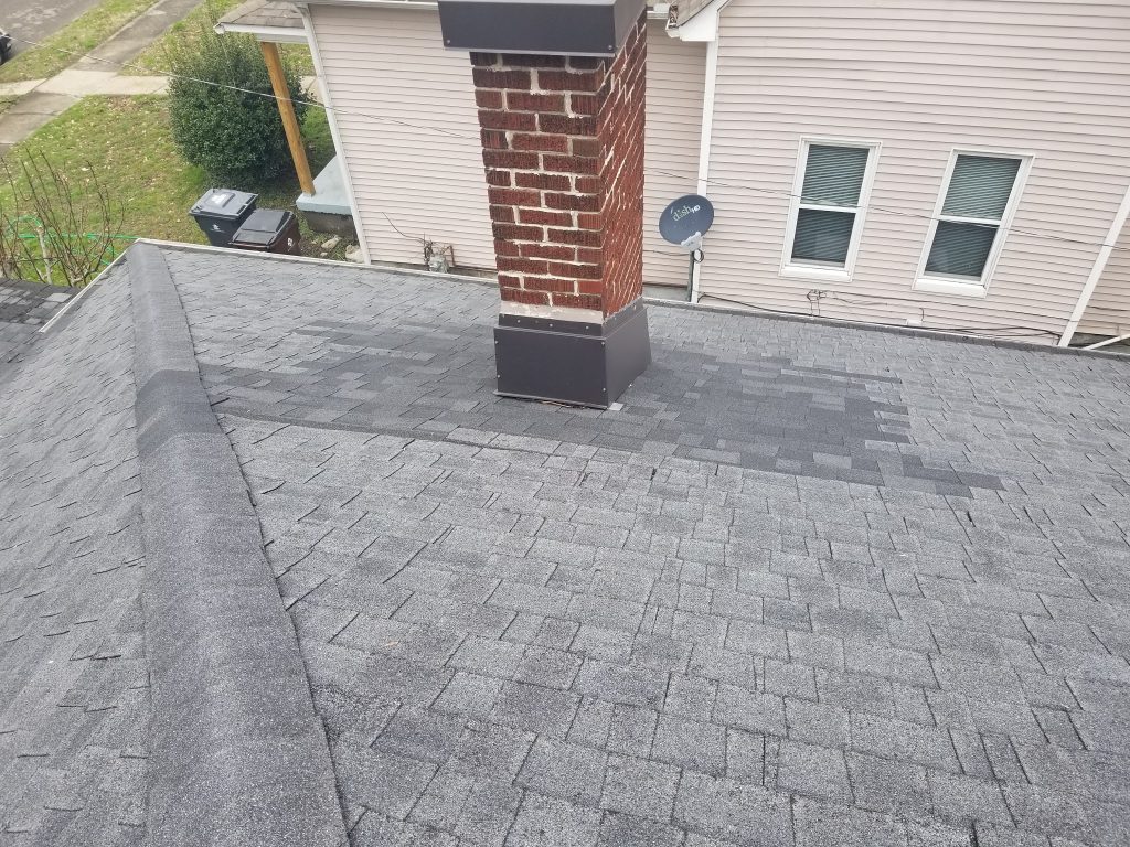 This is a view of a chimney with proper flashing