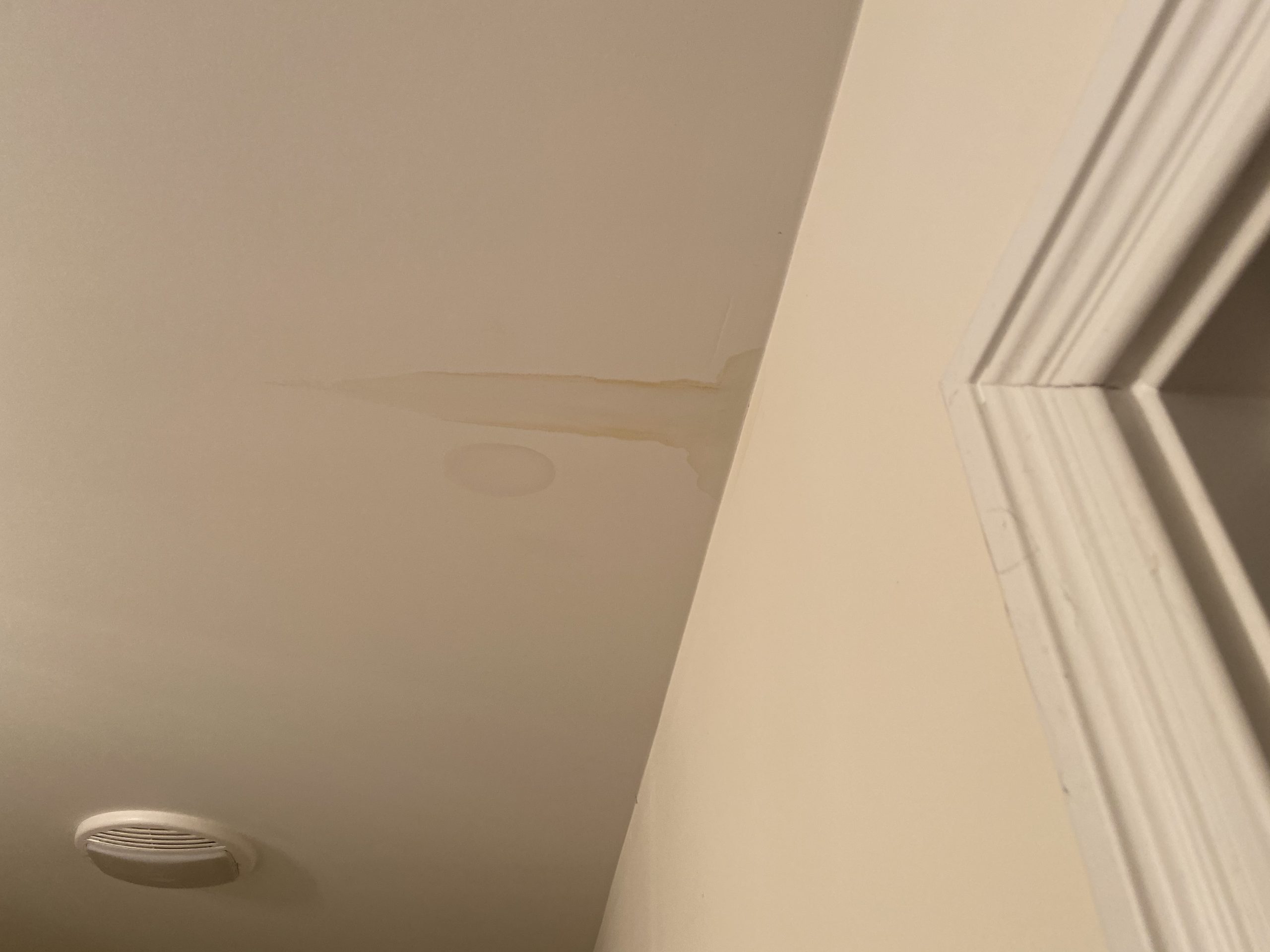 this is a ceiling stain that was caused by the leaking pipe boot
