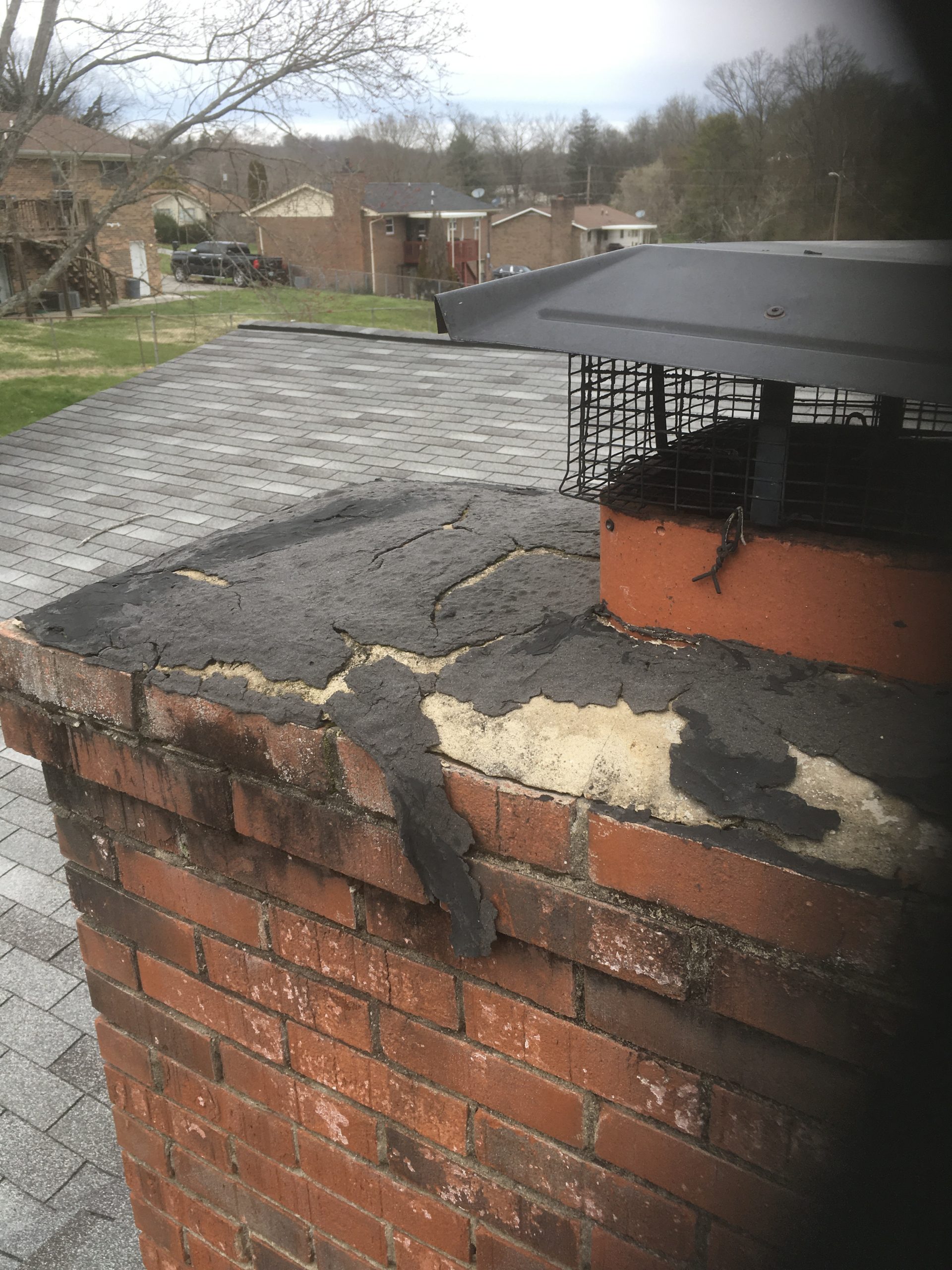 this chimney cap is definitely causing these roof leaks in knoxville tn