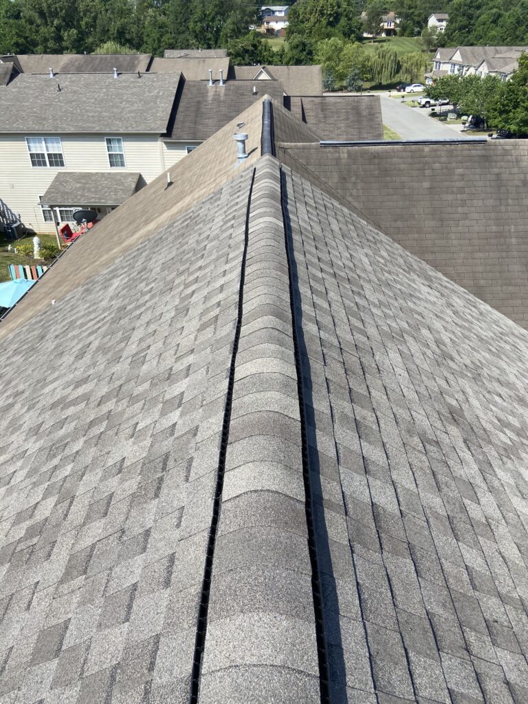this is a picture of the ridge vent on a new roof