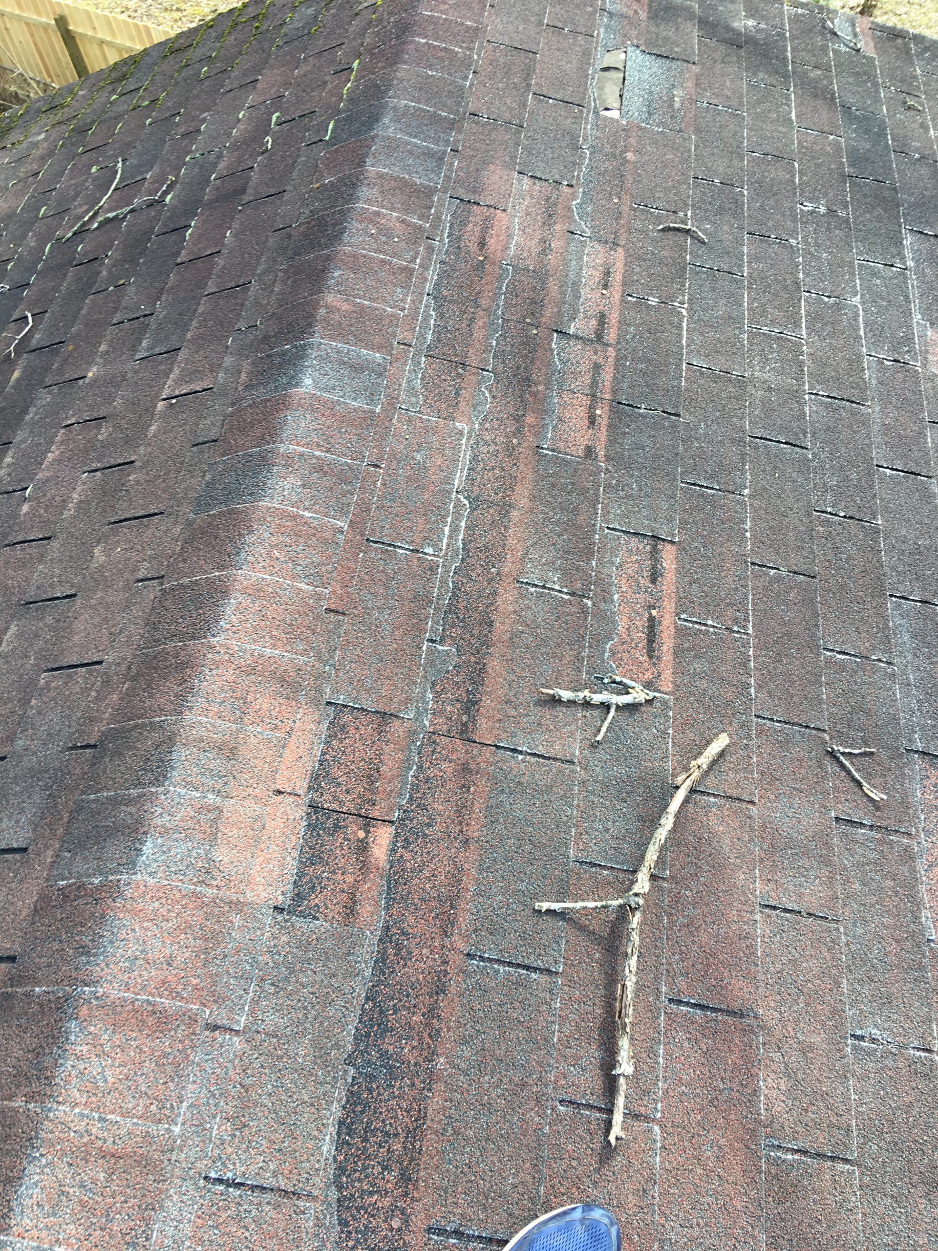 This is a picture of the shingles that have granule loss. 