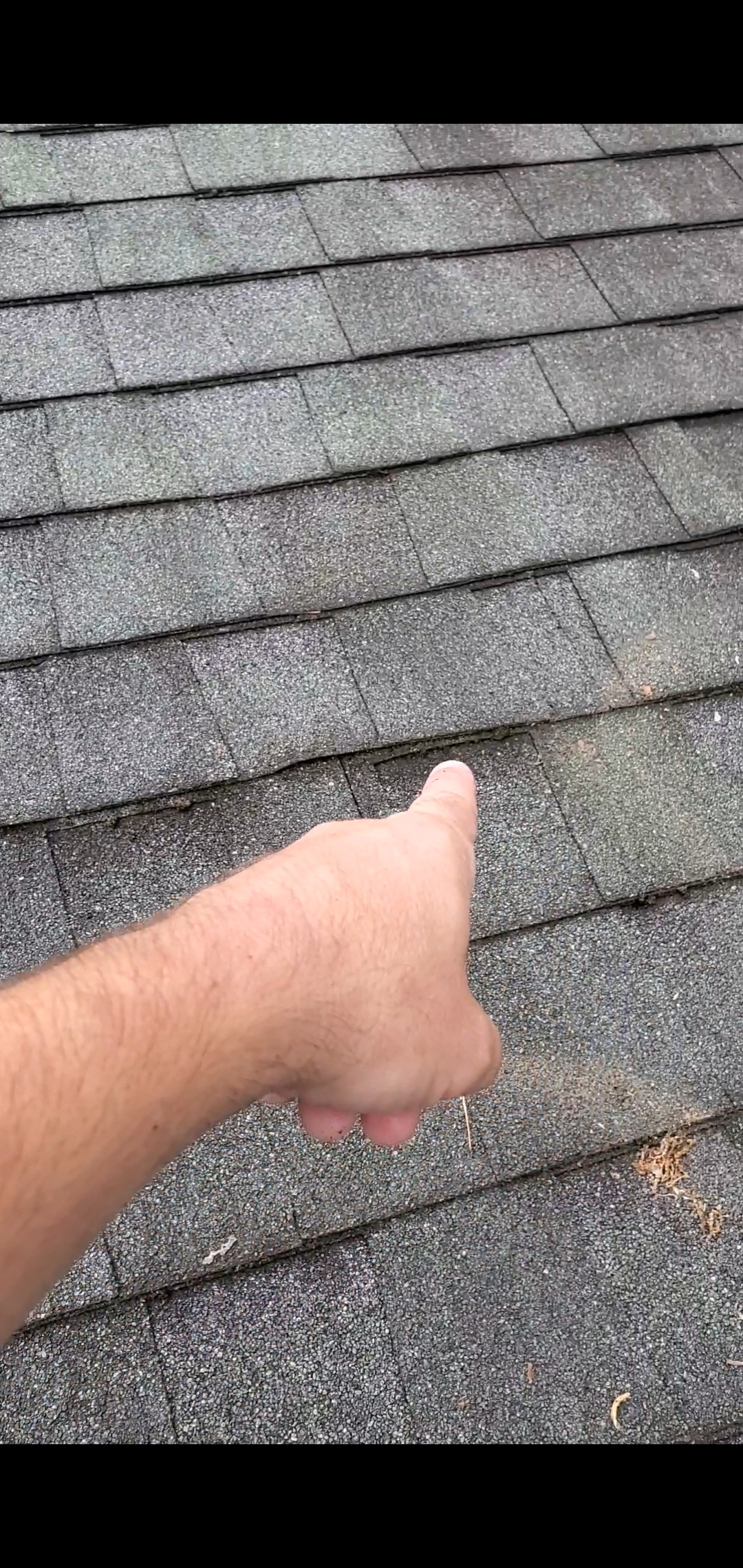 This is a picture showing the incorrect placement of the shingles. 