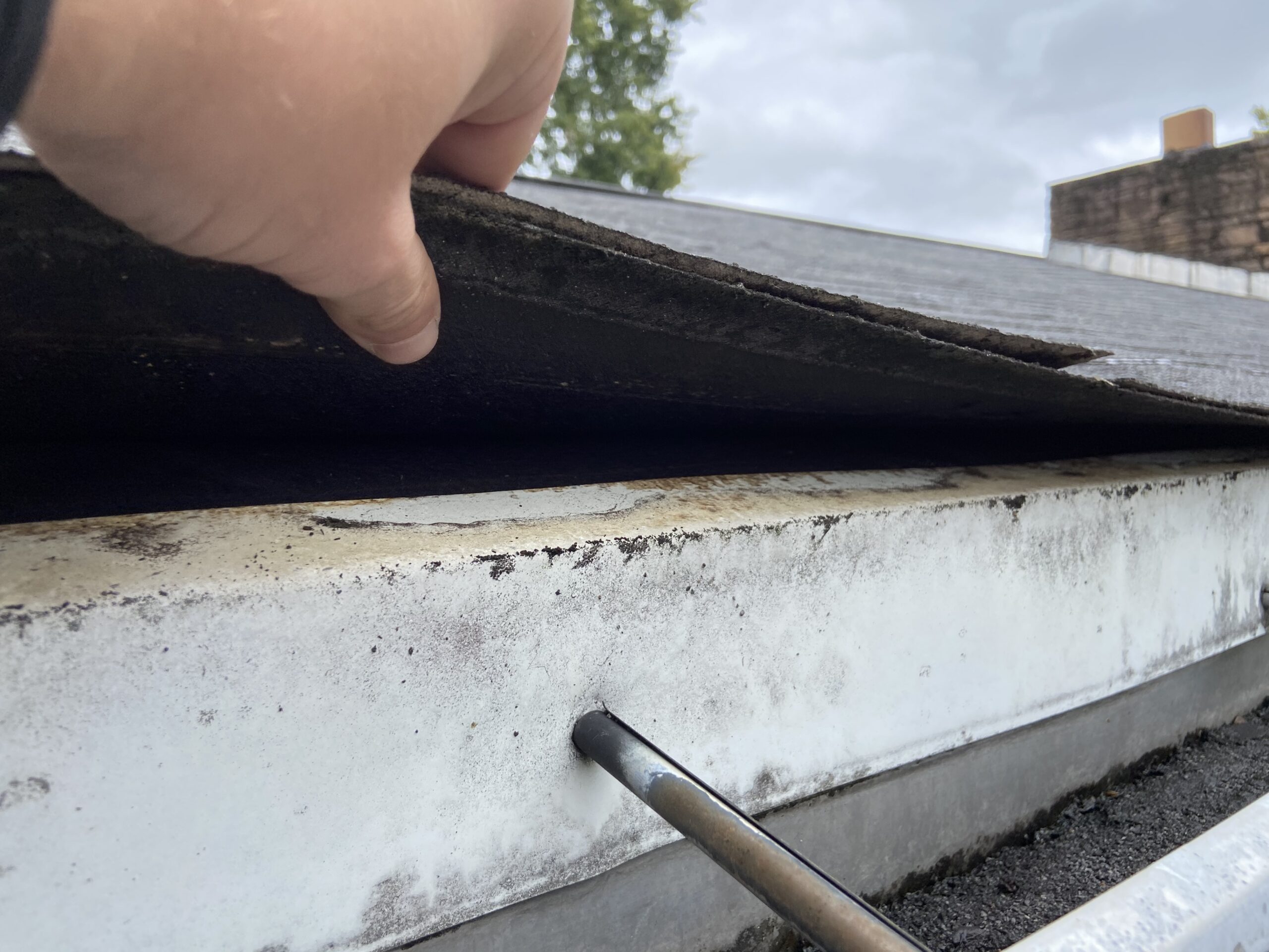 These gutters are in very bad shape you can see this is a picture of gutter hangers that are pulling out from the facia