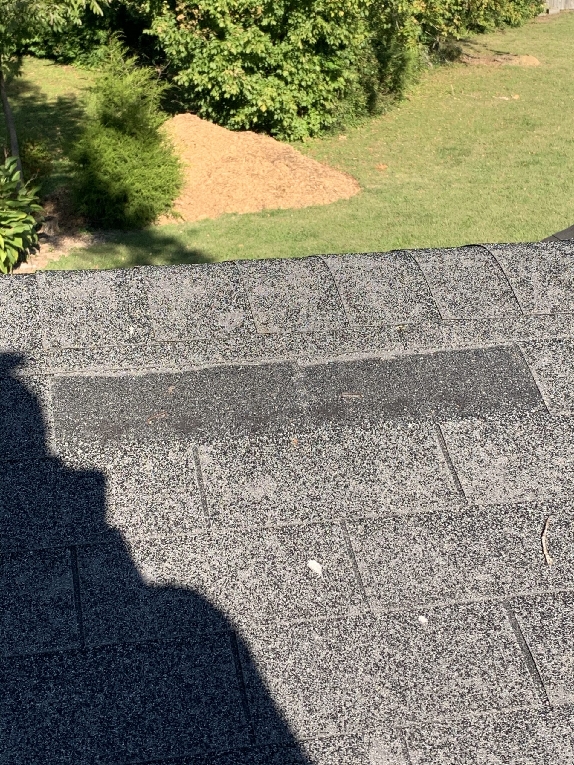 Missing shingles on residential roof