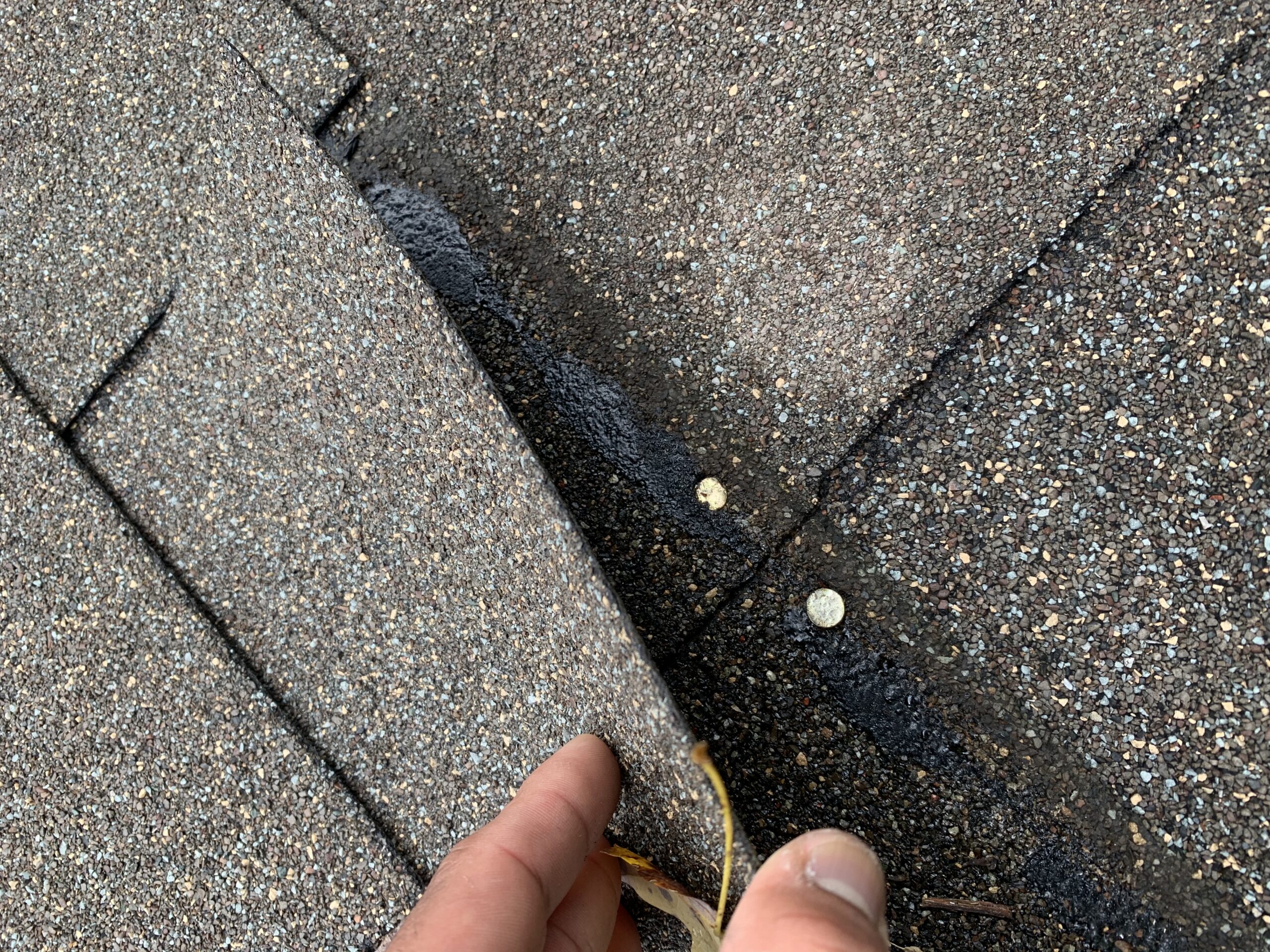 Exposed nails in shingles