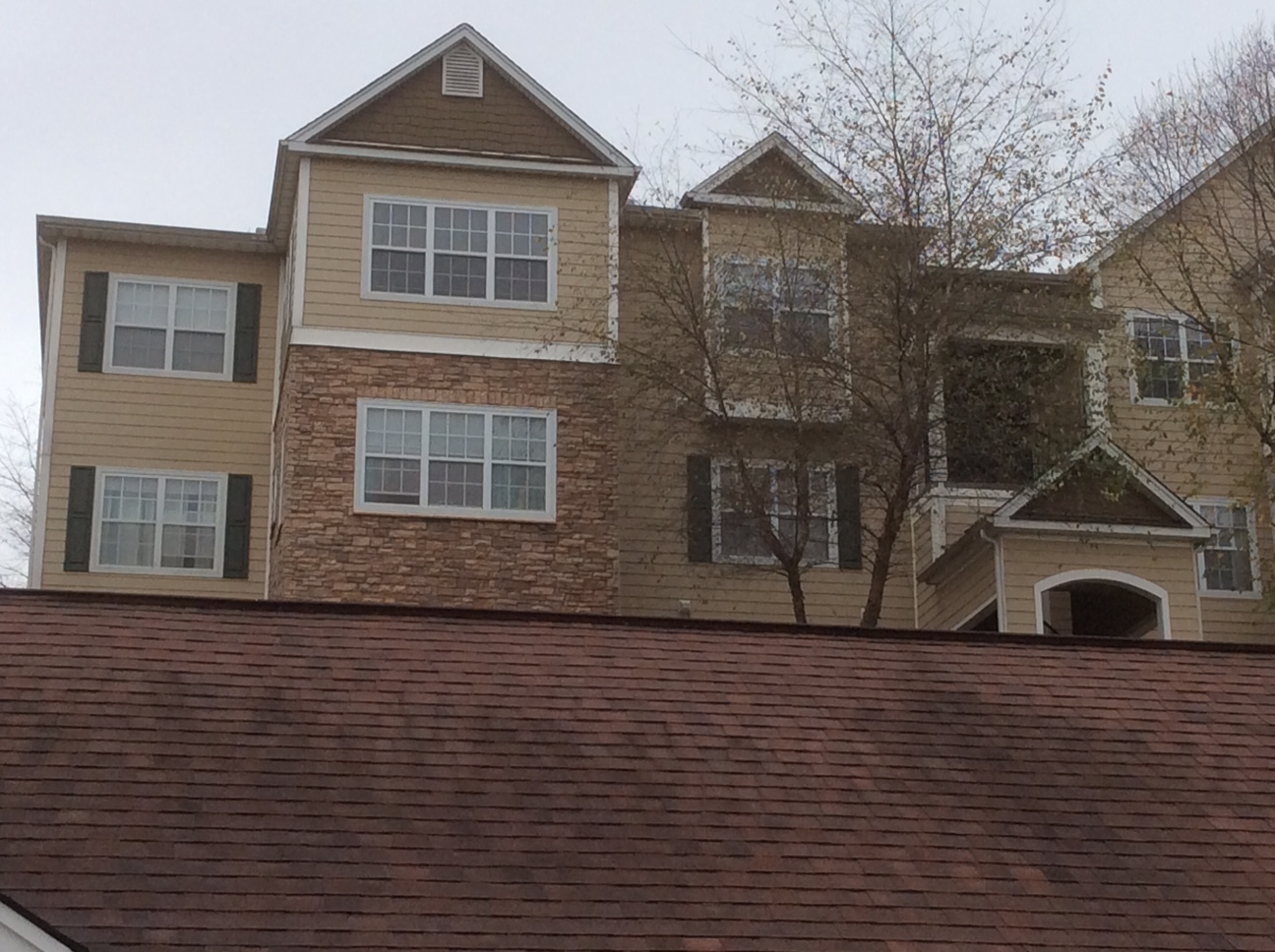 Apartment complex in Knoxville that is needing repairs including shingles, flashing and wood.