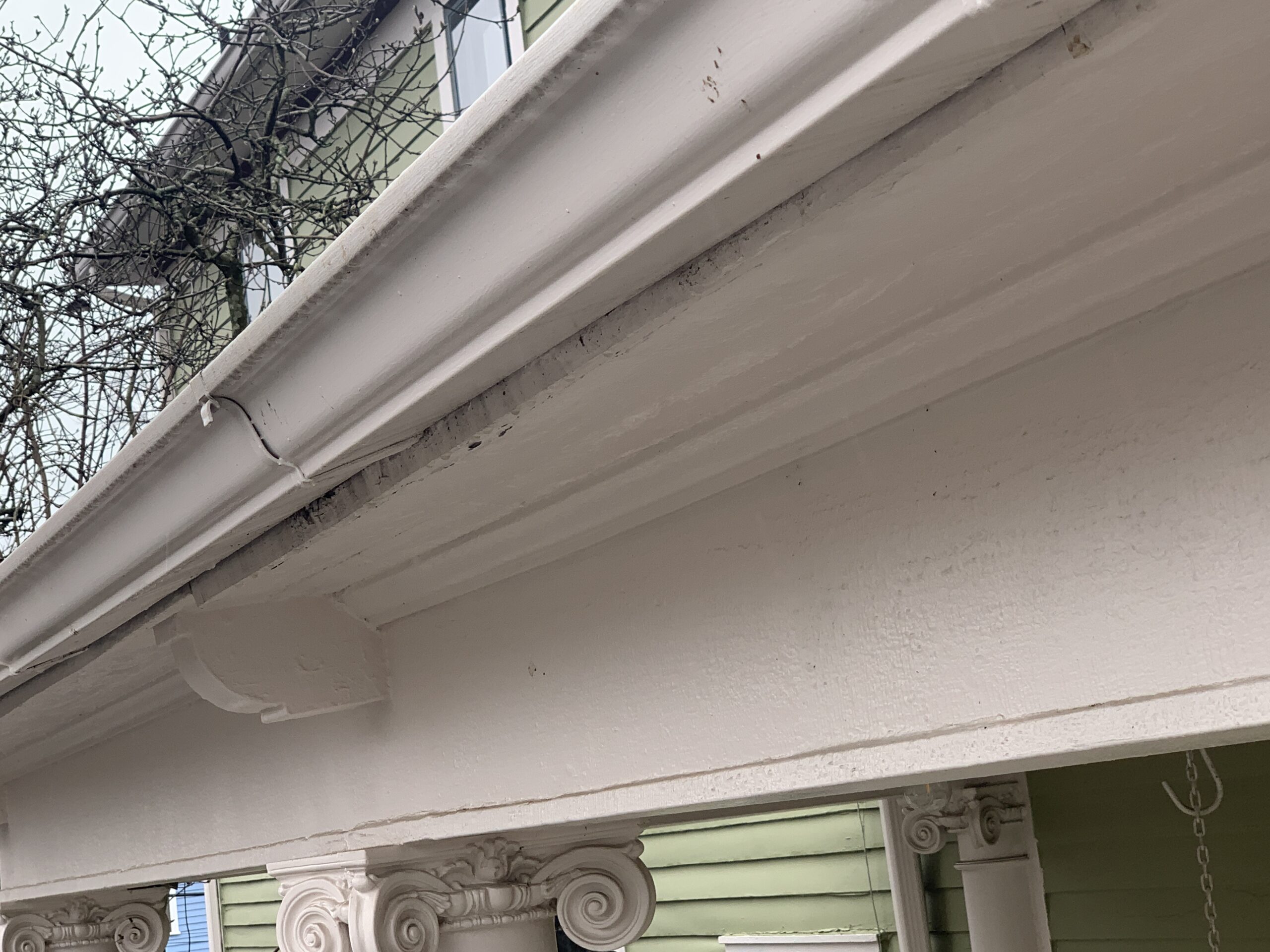 The facia board is being damaged by water caused from leaky and non-functional gutters and downspouts