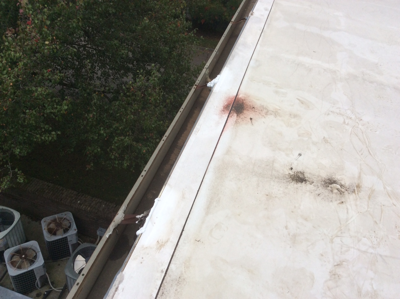 This is a view of gutters on a commercial roof. 