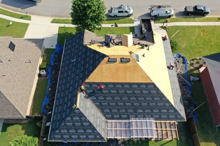 this is an image of a roof that is being installed with new synthetic felt