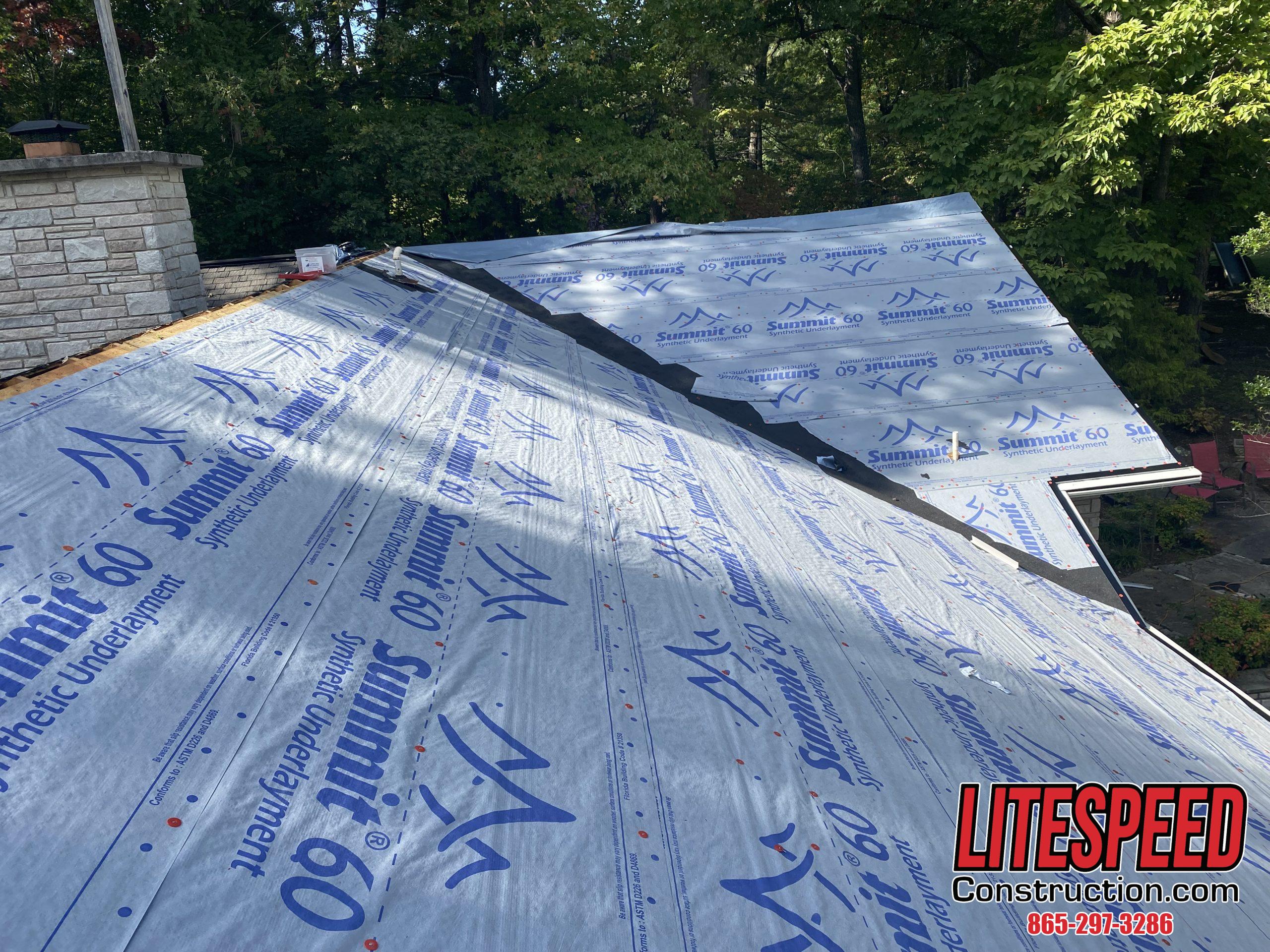 This is a picture of synthetic underlayment on a roof