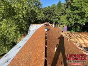 new OSB boards installed on roof, roof decking installation, OSB roof replacement, roofing contractor for OSB installation, professional roof decking services, residential roof repair with OSB, affordable OSB board installation, roof inspection and decking replacement, durable OSB roof boards, roof maintenance with new decking, OSB board roof repair services, commercial roof decking installation