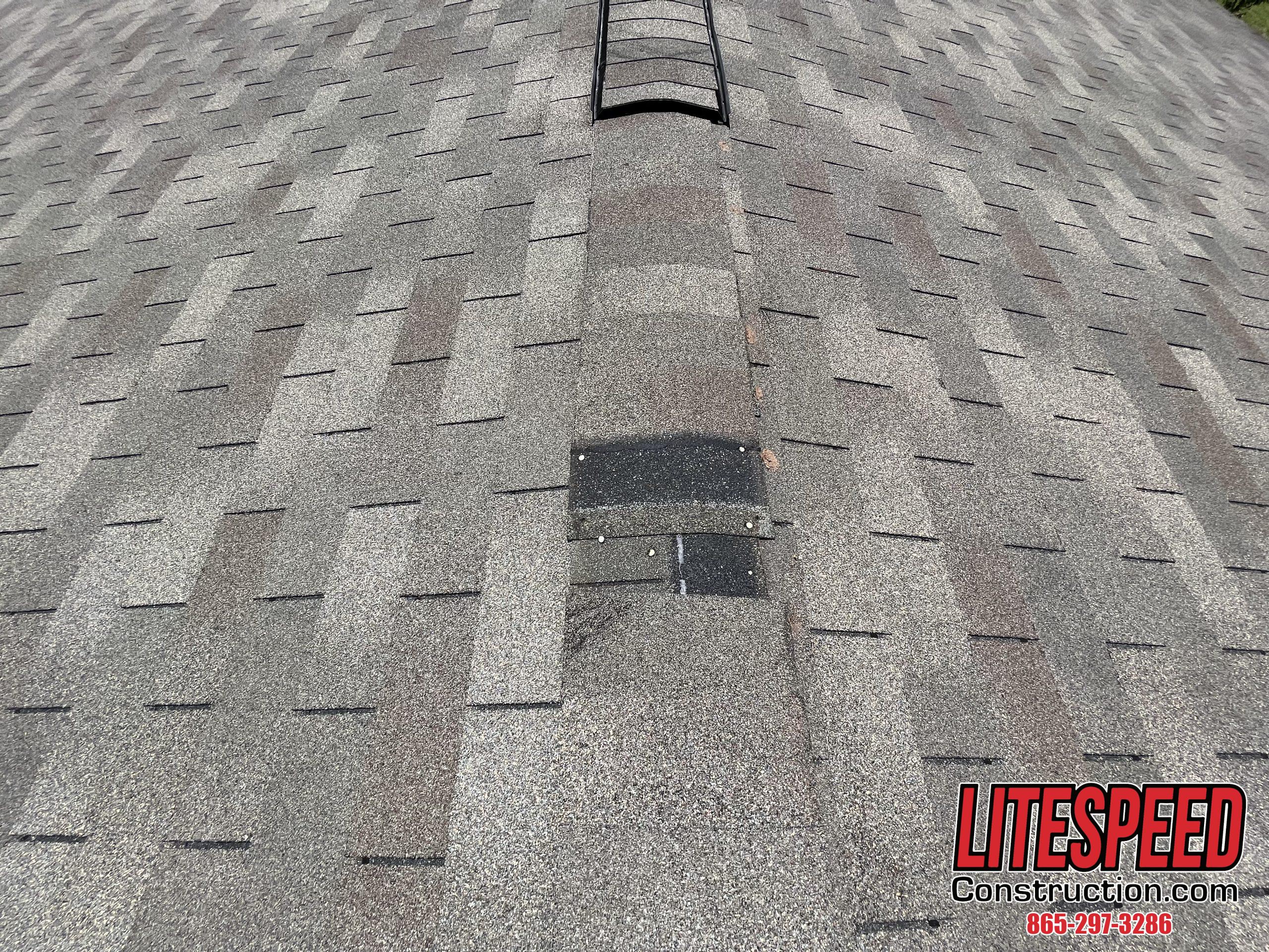 This is a picture of missing ridge cap shingles