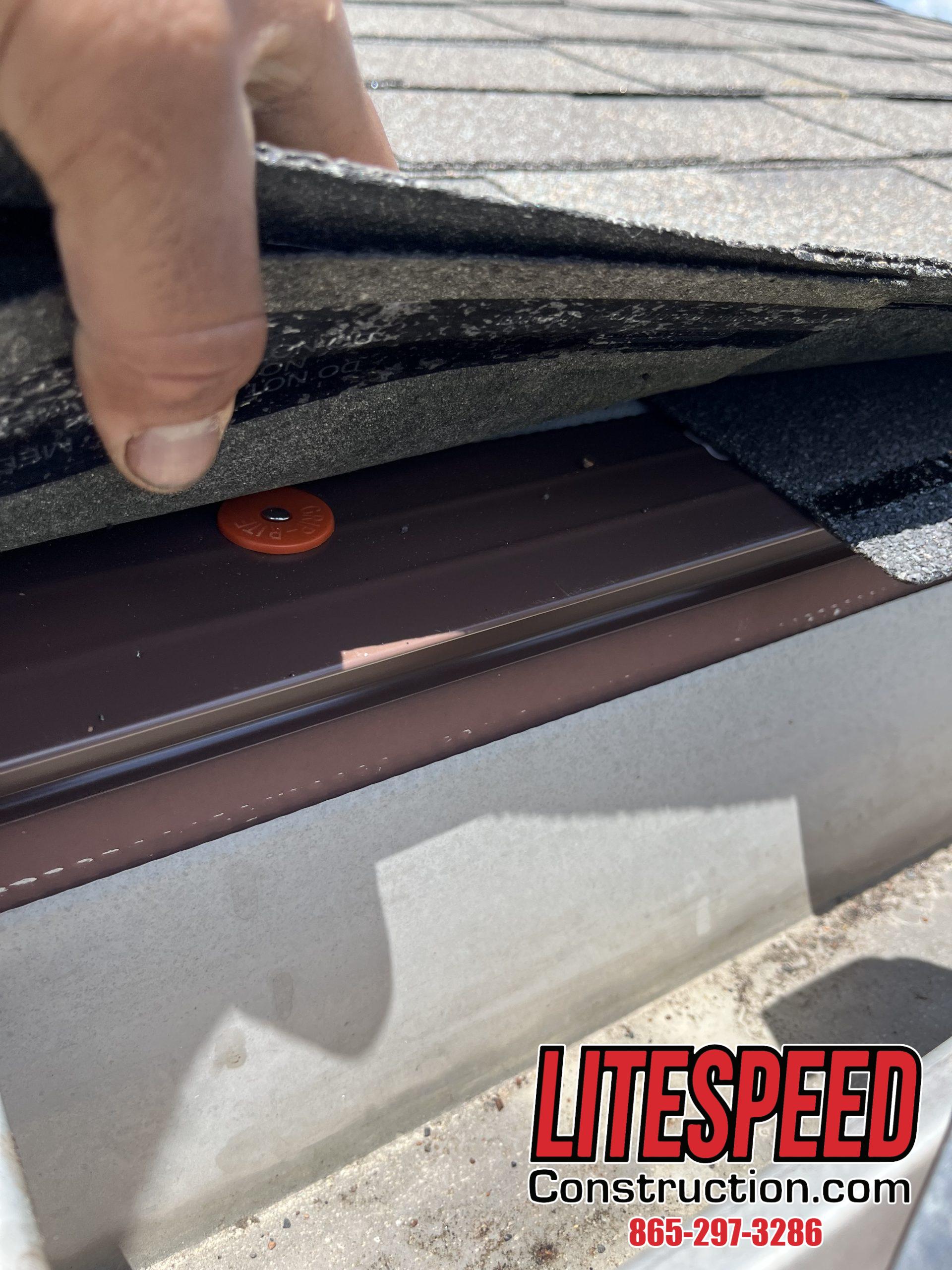 This is a picture of brown drip edge at the gutter line