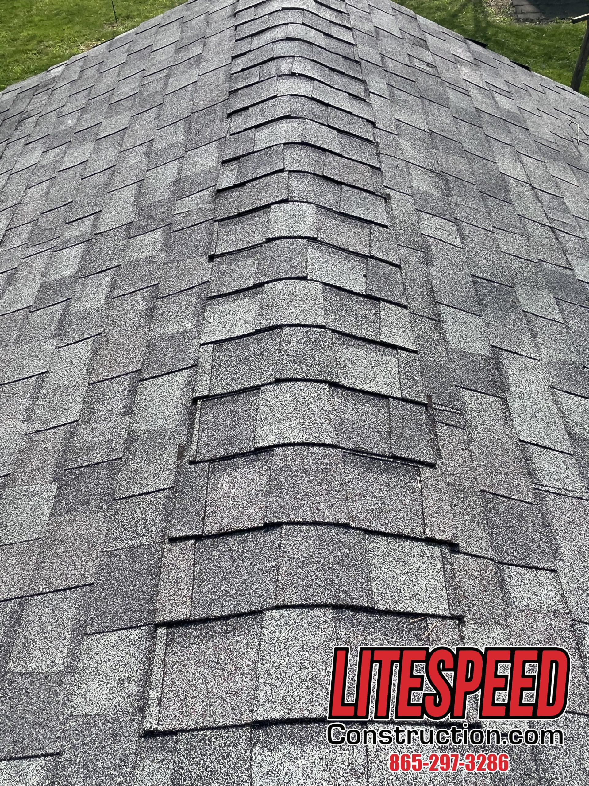 This is a picture of normal shingles used as ridge cap shingles