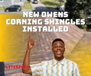 new Owens Corning shingles installed, Owens Corning shingle installation, professional roof replacement, Owens Corning roofing system, residential roof upgrade, affordable roof shingles, roofing contractor Owens Corning, asphalt shingle installation, new roof installation services, durable Owens Corning shingles, roof maintenance with Owens Corning, Owens Corning roof replacement