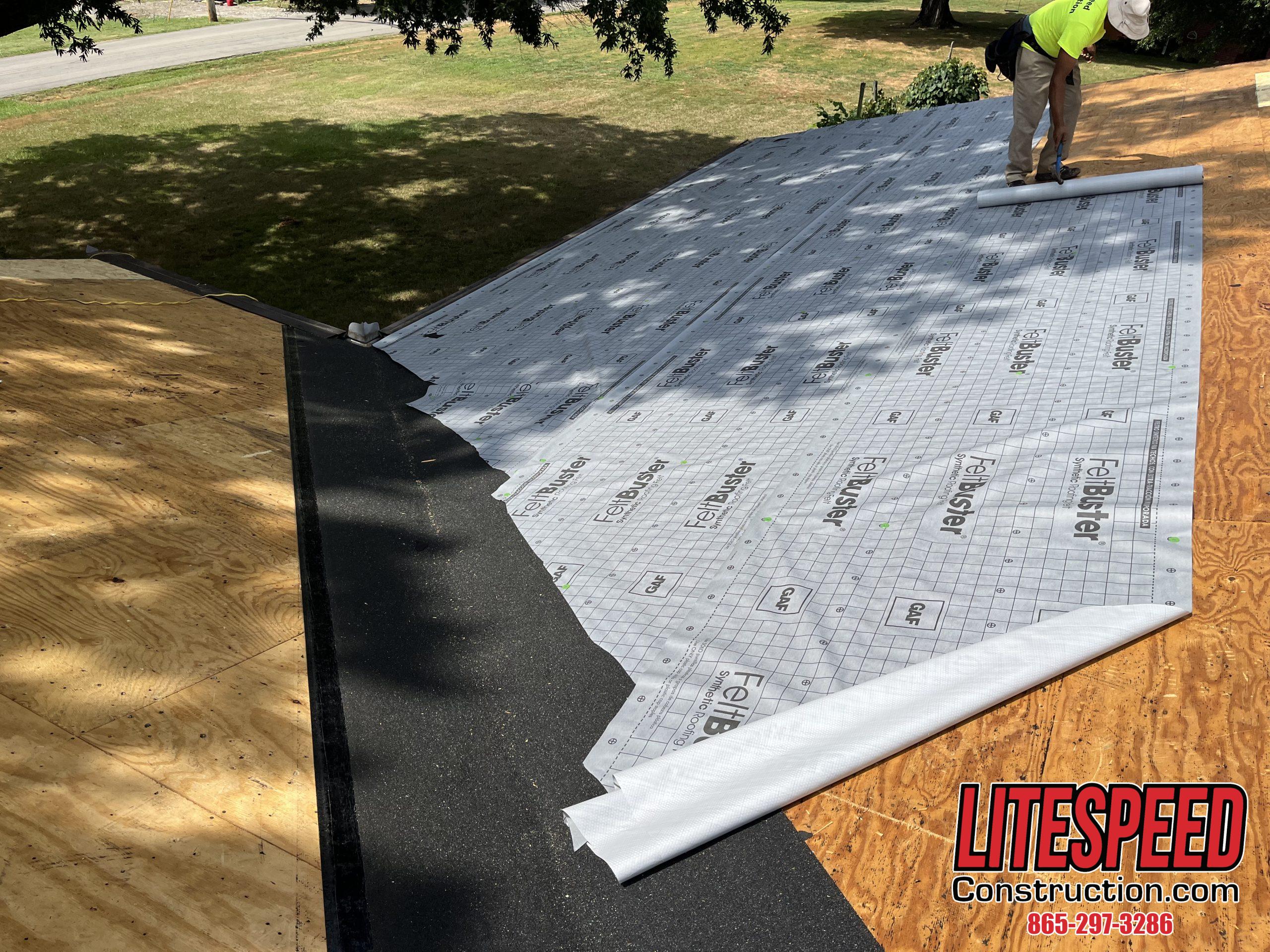 This is a picture of synthetic underlayment and ice and water shield on a roof