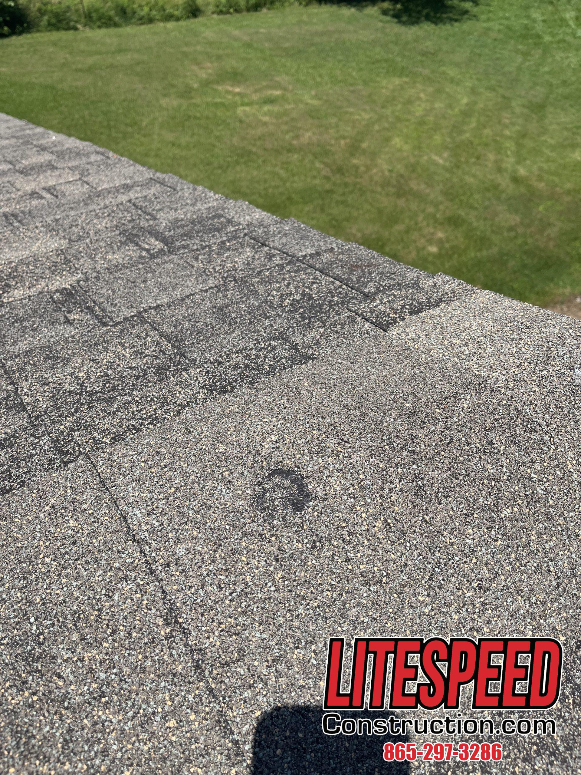 This is a picture of a hole on a ridge cap shingle