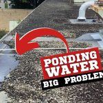 Photo showing ponding water on commercial roof membrane.