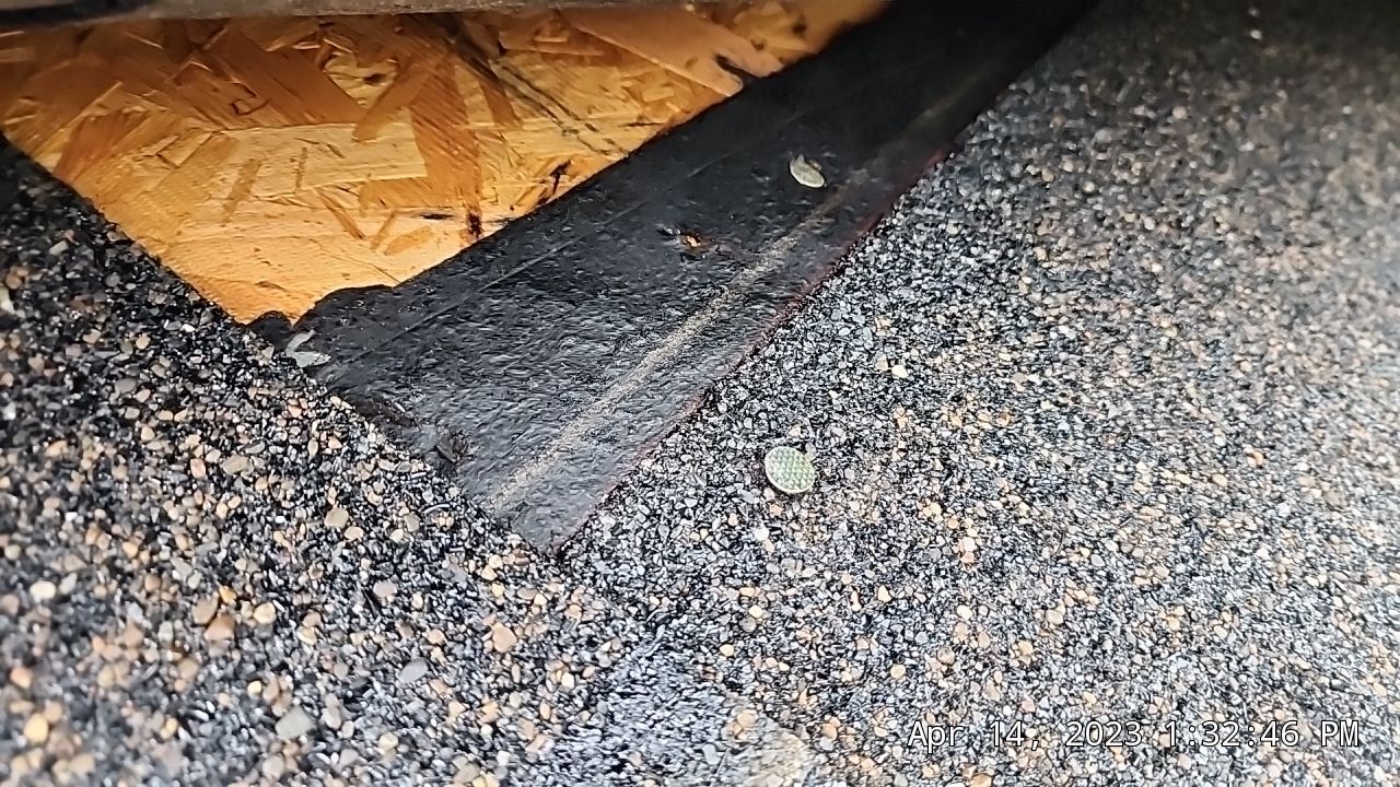 Exposed nail heads near rotting boards