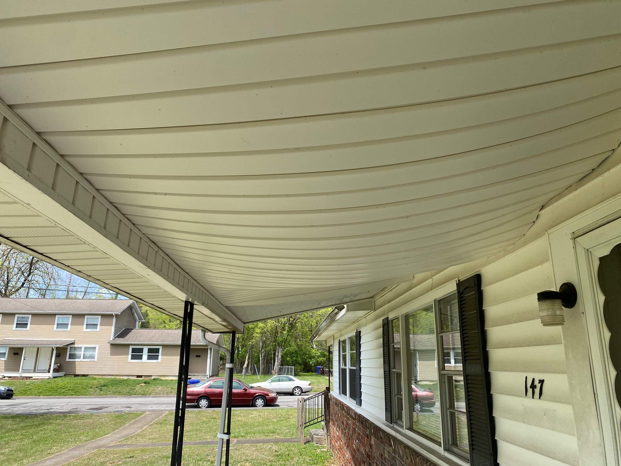 Sagging and waterlogged soffit