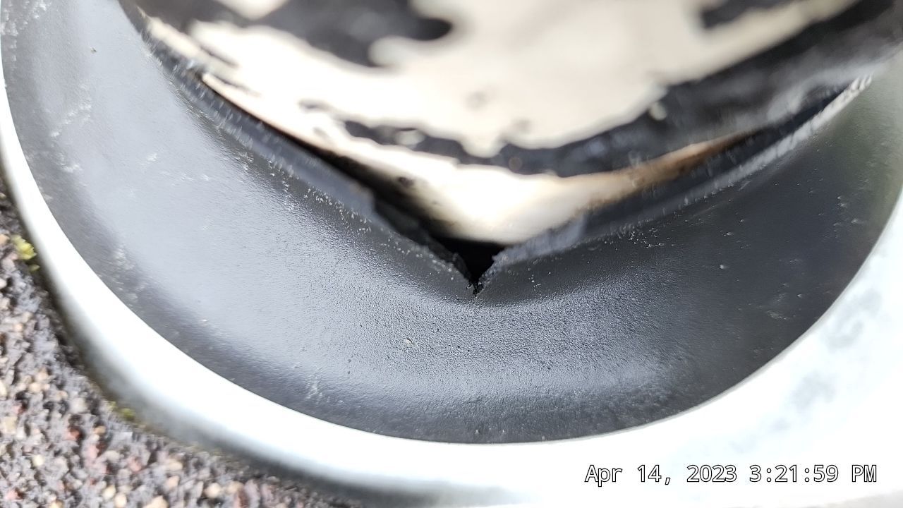 Cracked, disintegrating pipe boot seal  