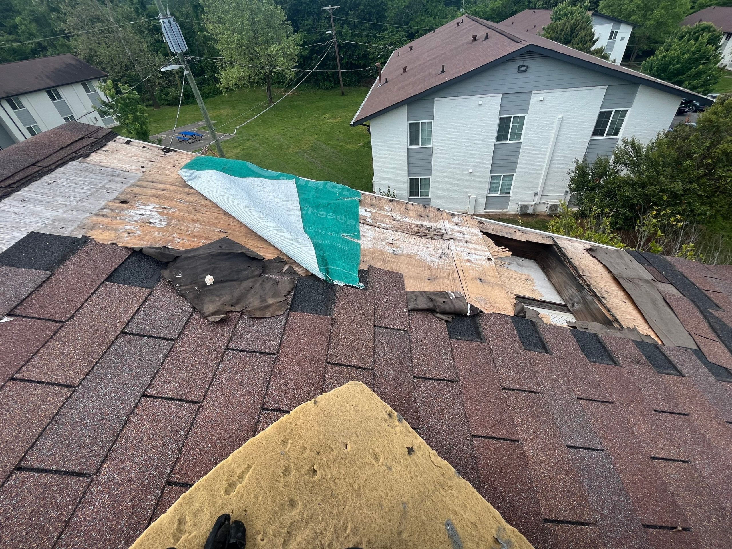 Rotting boards and hole in roof