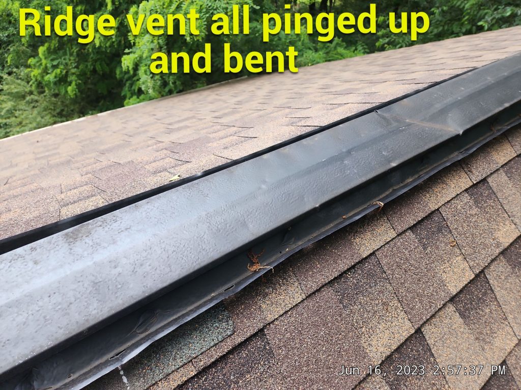 Damaged ridge vent