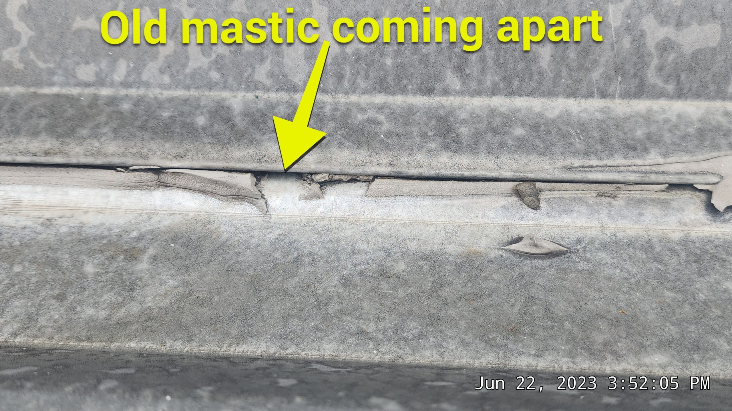 Old mastic coming apart