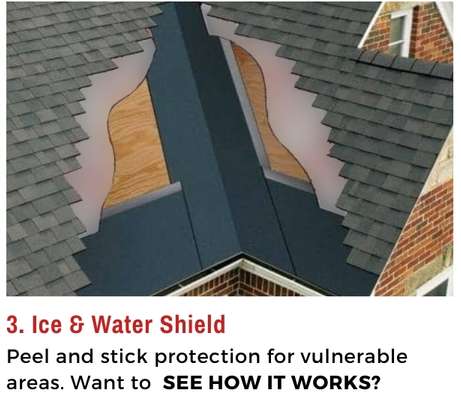 Photo of ice and water shield layer under shingles.