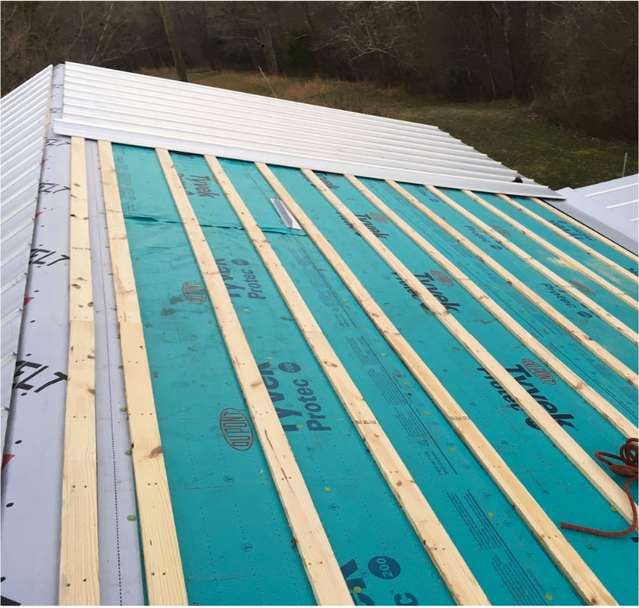 Photo of metal roof purlins.