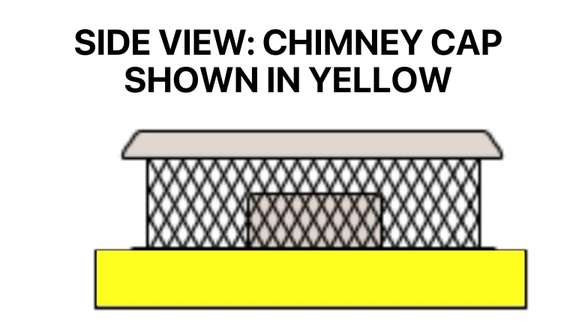 Graphic depicting a side view of a chimney cap.