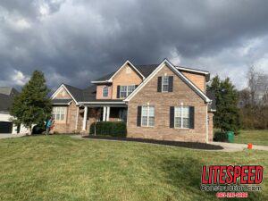 A newly installed residential roof in Knoxville 37938, new residential roof Knoxville, roof installation Knoxville, Knoxville TN 37938 roofing, residential roofing services, new roof construction, roofing contractors Knoxville, best roofers Knoxville TN, asphalt shingle roofing Knoxville, metal roof installation Knoxville, roof replacement Knoxville TN, local roofing experts, affordable roofing Knoxville, home roof upgrade, roofing company Knoxville, professional roof installation