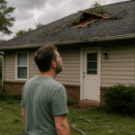 Identify Roof Storm Damage, storm damaged roof inspection, roof storm inspection tips, hail damage roof signs, ground level roof inspection, Knoxville roofing experts, roof damage from wind, emergency roof repair Knoxville, post-storm roof inspection guide, signs of roof damage after storm, professional roof inspection Knoxville, shingle storm damage, roof granule loss signs, roofing company Knoxville TN, storm damage roofing repair, insurance roof claims Knoxville
