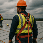 safety equipment is needed for commercial roofing, roofing safety gear, fall protection Knoxville, OSHA roofing rules, commercial roofing TN, roof harness system, lifeline equipment roofing, anchor point roof safety, commercial ladder safety, safety boots roofing, PPE roofing crews, best roof safety gear, Litespeed Construction Knoxville, OSHA TN roofing, roofing injury prevention