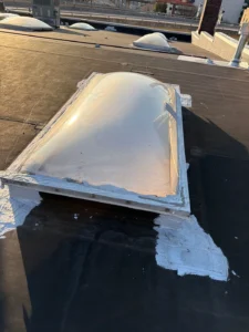 commercial roof TPO overlay including skylights in Knoxville TN 37902, TPO overlay for leaking EPDM commercial roof Knoxville, flat commercial roof with skylights repair Knoxville TN, commercial roof leak mitigation Knoxville TN, TPO overlay over existing EPDM membrane, commercial roof moisture intrusion repair Knoxville, scupper drain sealing commercial roof Knoxville, commercial roof insulation replacement after leak, skylight curb build up commercial roof, commercial roof core sampling for drainage issues, commercial roof retrofit Knoxville TN, Knoxville TN commercial roof overlay contractor