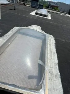 commercial roof TPO overlay Knoxville TN, TPO overlay Knoxville TN, commercial roof repair Knoxville TN, flat roof skylight repair Knoxville, TPO roof over EPDM, commercial roof core samples, commercial roof leak repair Knoxville, low slope roofing Knoxville TN, commercial roof moisture intrusion repair, commercial roofing Knoxville TN 37902