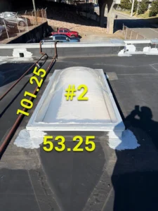 commercial roof TPO overlay including skylights in Knoxville TN 37902, TPO overlay for leaking EPDM commercial roof Knoxville, flat commercial roof with skylights repair Knoxville TN, commercial roof leak mitigation Knoxville TN, TPO overlay over existing EPDM membrane, commercial roof moisture intrusion repair Knoxville, scupper drain sealing commercial roof Knoxville, commercial roof insulation replacement after leak, skylight curb build up commercial roof, commercial roof core sampling for drainage issues, commercial roof retrofit Knoxville TN, Knoxville TN commercial roof overlay contractor