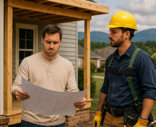 hire a roofing contractor, porch roof installation, Knoxville roofing company, DIY porch roof guide, porch roof cost, building permit Tennessee, roofing contractor near me, Litespeed Construction, porch roof materials, porch roof labor costs, install porch roof Knoxville, roofing safety tips, porch roof inspection, professional roofers Knoxville, roofing code requirements
