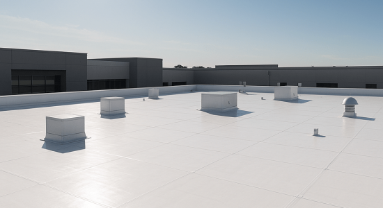 advantages of PVC commercial roofing, PVC roofing benefits, PVC flat roof systems, commercial PVC roofing cost, energy efficient roofing, PVC vs TPO roofing, flat roof replacement Knoxville TN, best flat roof material, white membrane roofing, Litespeed Construction reviews, low slope roofing systems, PVC commercial roofing Knoxville TN, sustainable roofing, commercial roofing companies TN, commercial flat roof installation